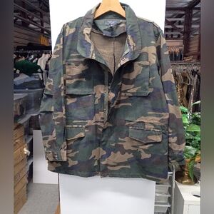 Chocolate Green and Brown Military Field Jacket Woodland Camouflage